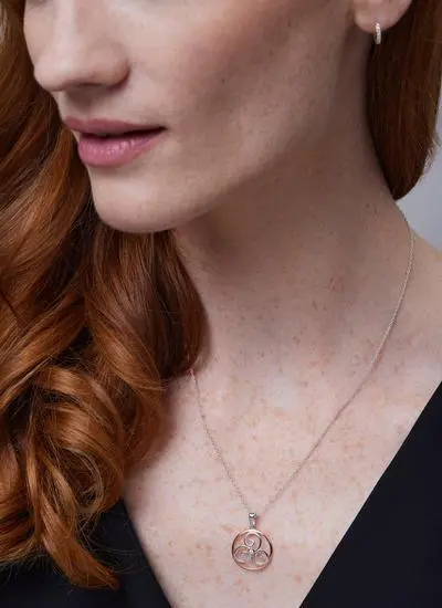 Close up shot of red haired model wearing Sterling Silver 